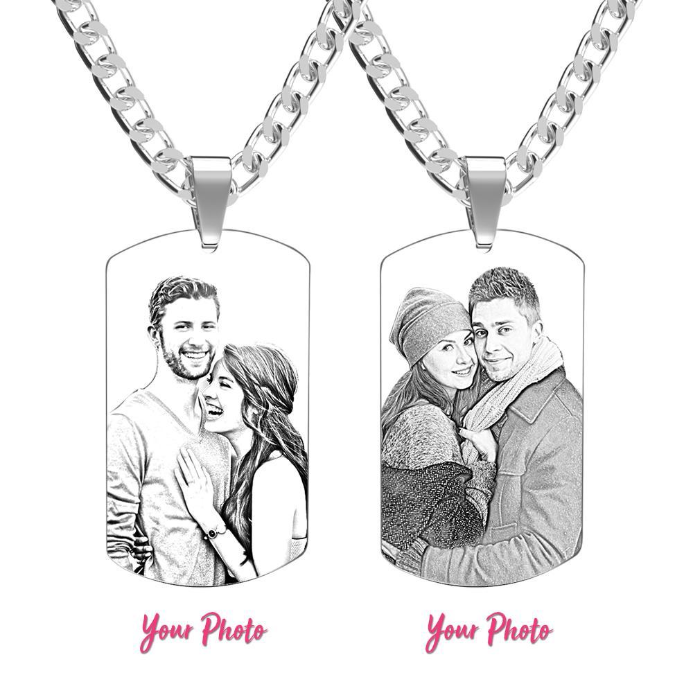 Men's Necklace Engraved Necklace Photo Necklace Optional Style Gifts for Him - soufeeluk