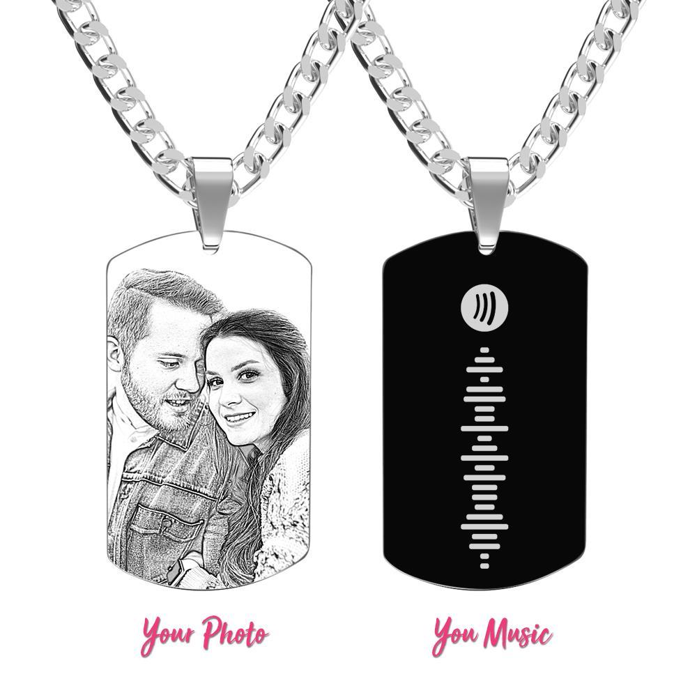 Men's Necklace Engraved Necklace Photo Necklace Optional Style Gifts for Him - soufeeluk