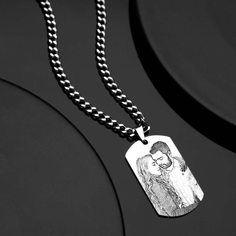 Men's Necklace Engraved Necklace Photo Necklace Optional Style Gifts for Him - soufeeluk