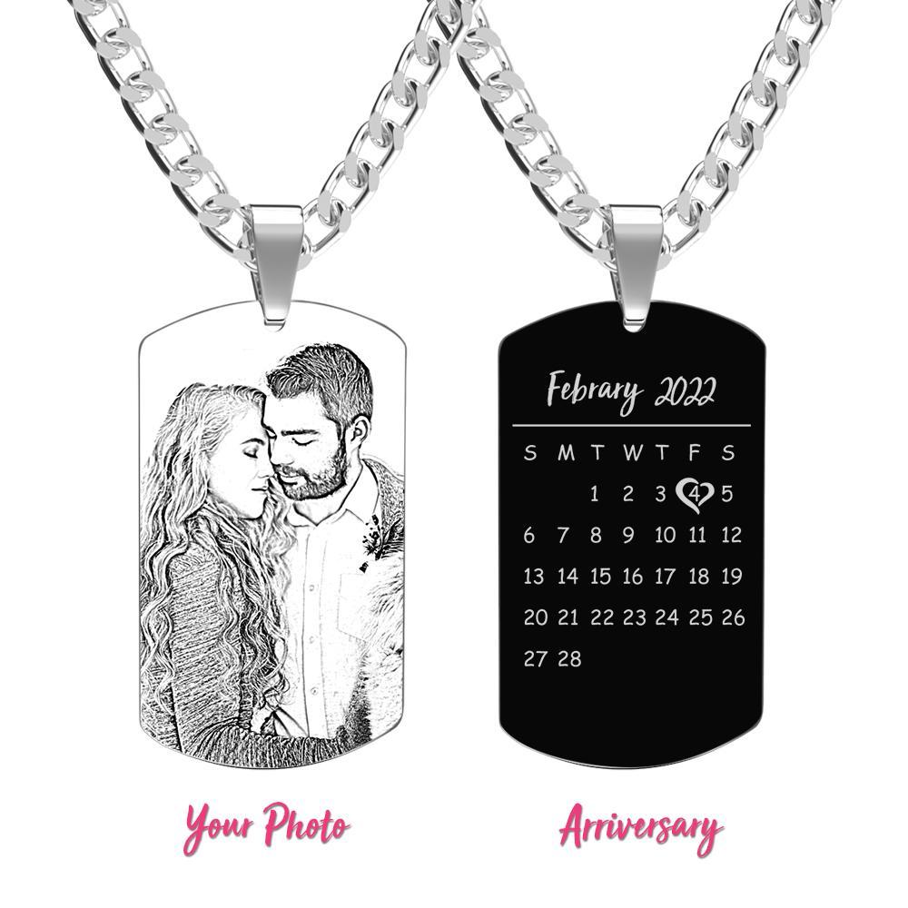 Men's Necklace Engraved Necklace Photo Necklace Optional Style Gifts for Him - soufeeluk