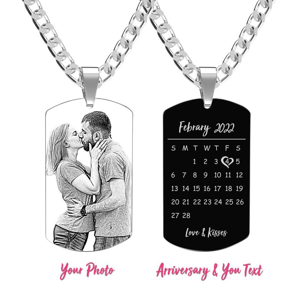 Men's Necklace Engraved Necklace Photo Necklace Optional Style Gifts for Him - soufeeluk