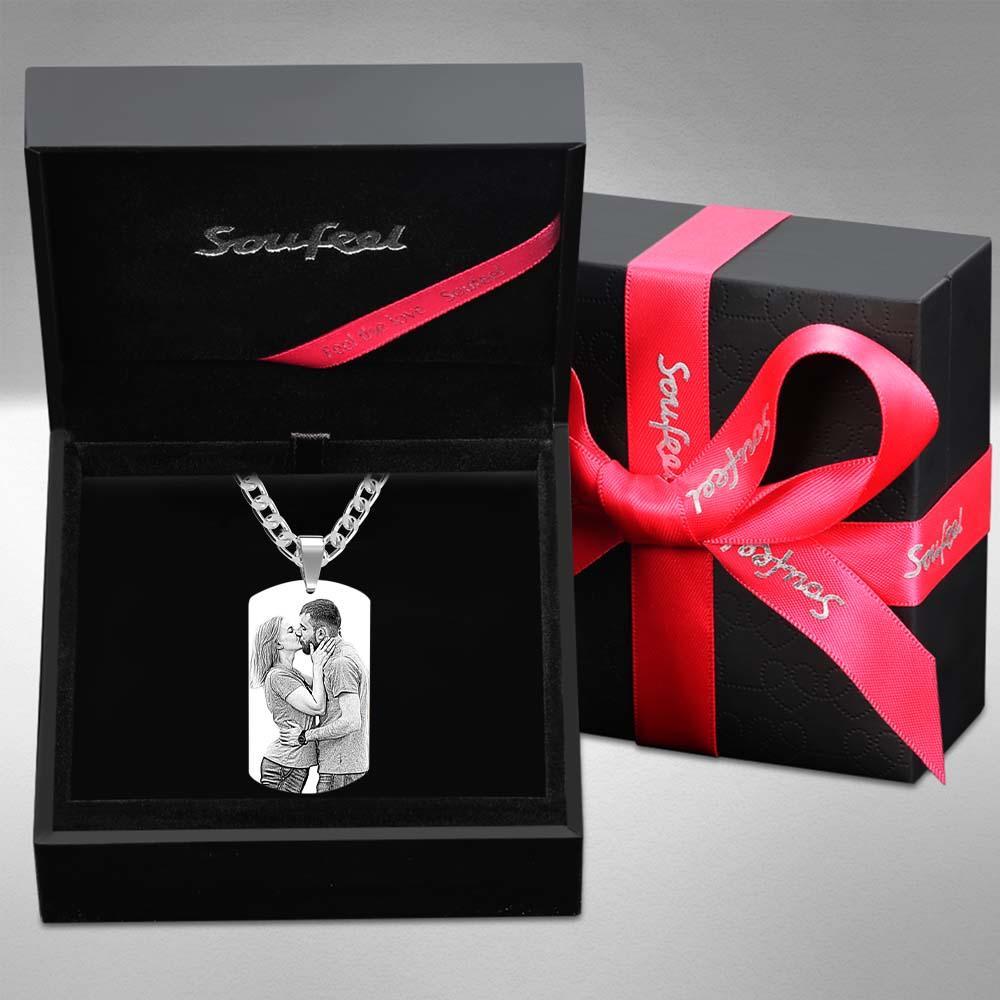 Men's Necklace Engraved Necklace Photo Necklace Optional Style Gifts for Him - soufeeluk