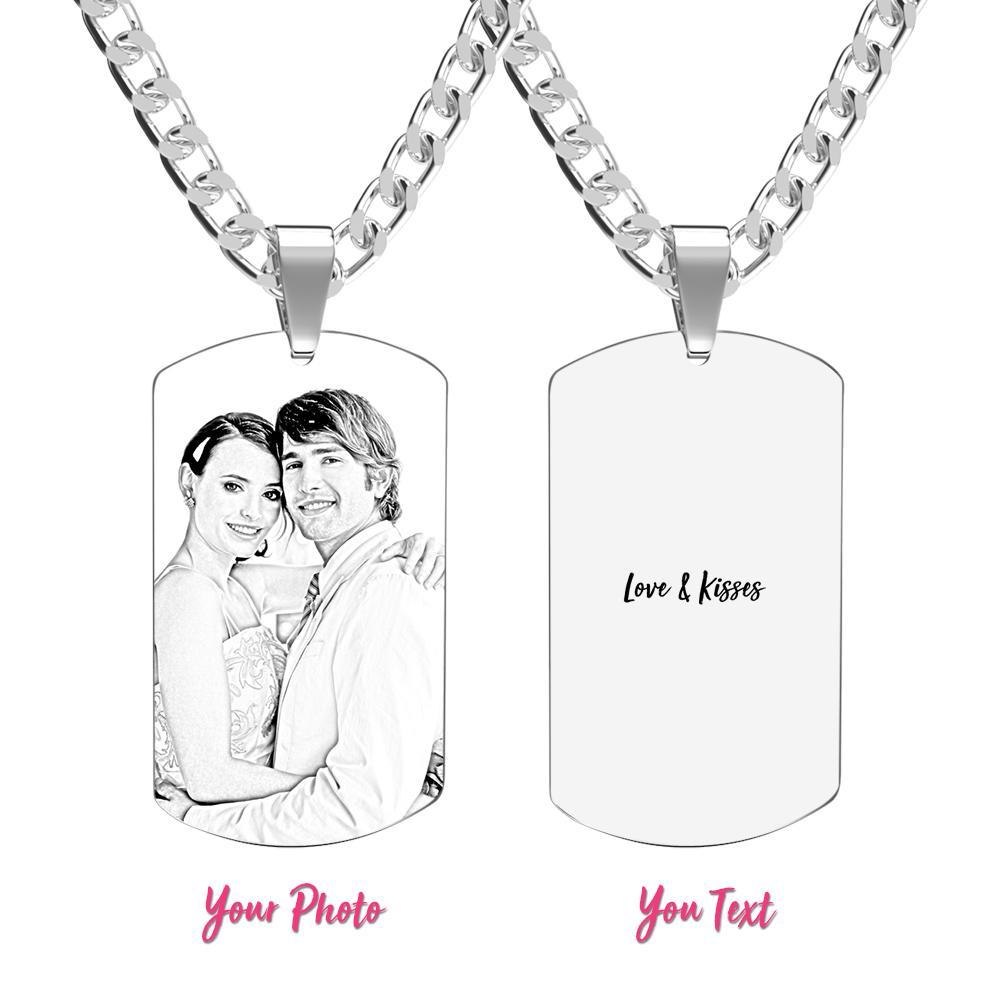 Men's Necklace Engraved Necklace Photo Necklace Optional Style Gifts for Him - soufeeluk