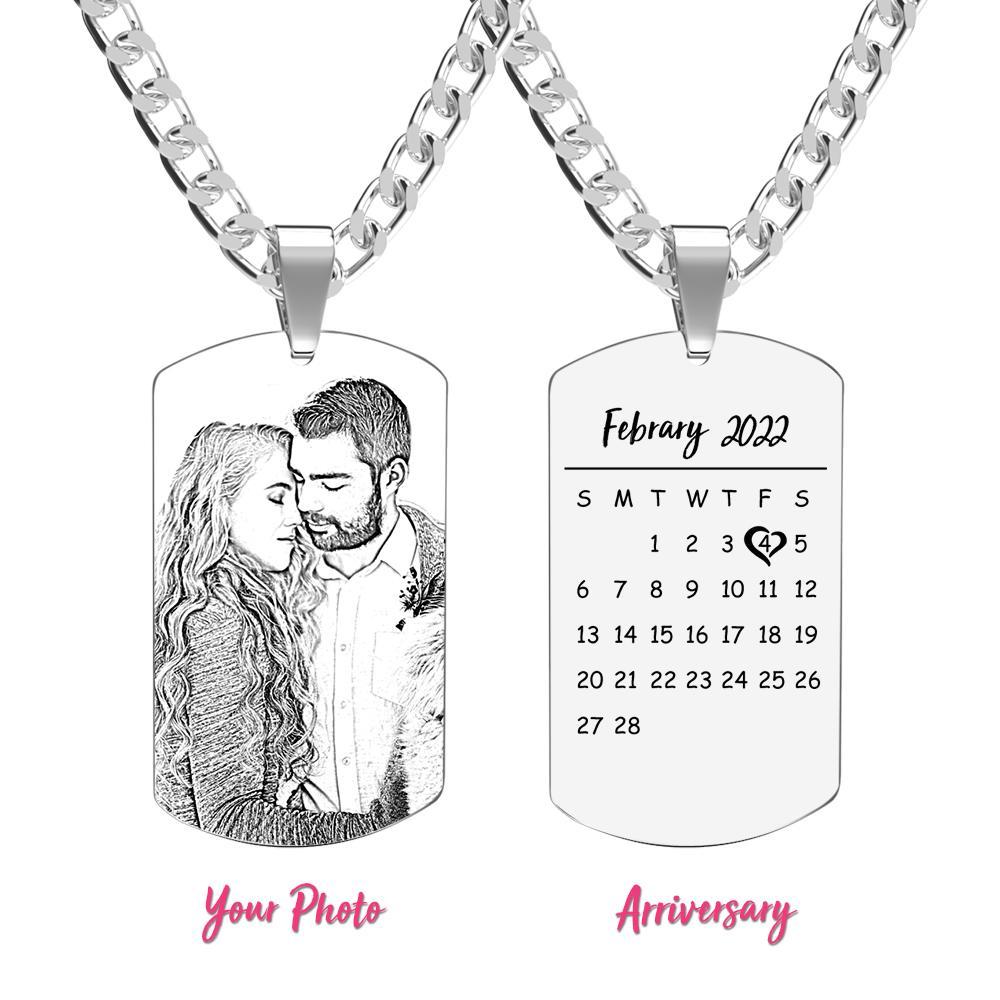 Men's Necklace Engraved Necklace Photo Necklace Optional Style Gifts for Him - soufeeluk