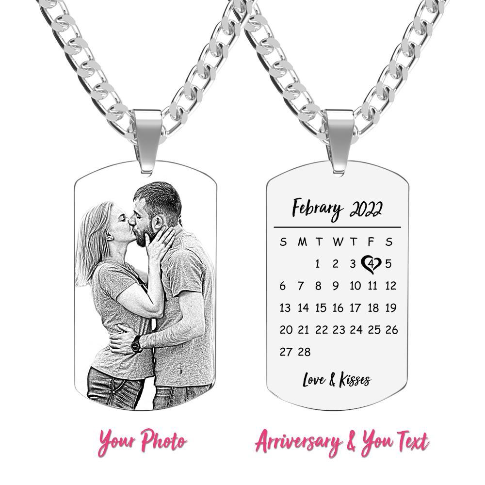 Men's Necklace Engraved Necklace Photo Necklace Optional Style Gifts for Him - soufeeluk
