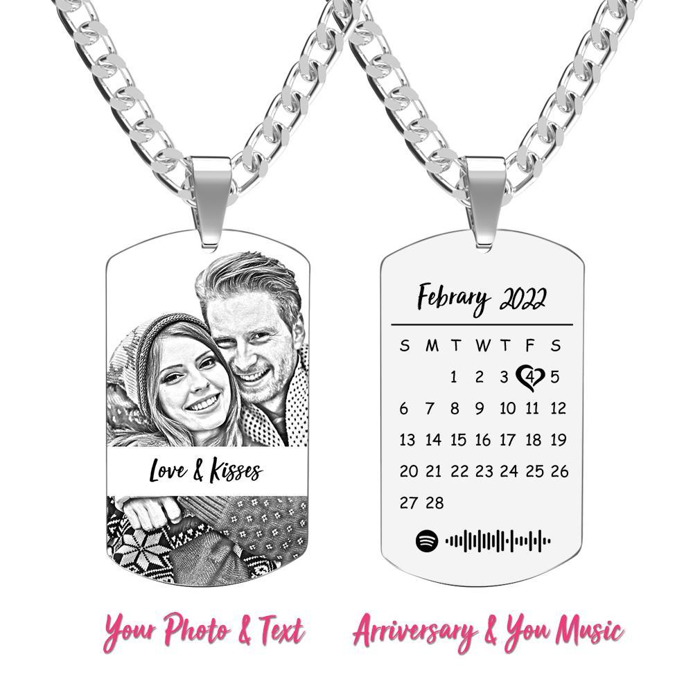 Men's Necklace Engraved Necklace Photo Necklace Optional Style Gifts for Him - soufeeluk