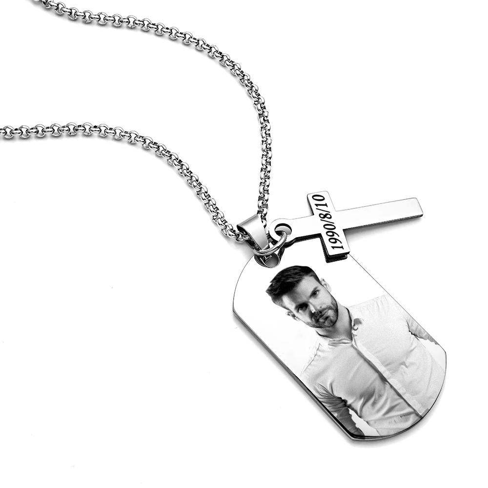Customized Picture With Engraved Text Dog Tag Necklace - soufeeluk