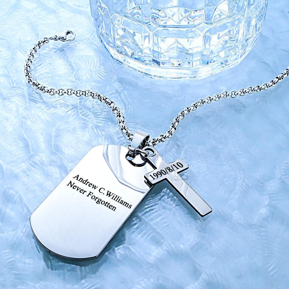 Customized Picture With Engraved Text Dog Tag Necklace - soufeeluk