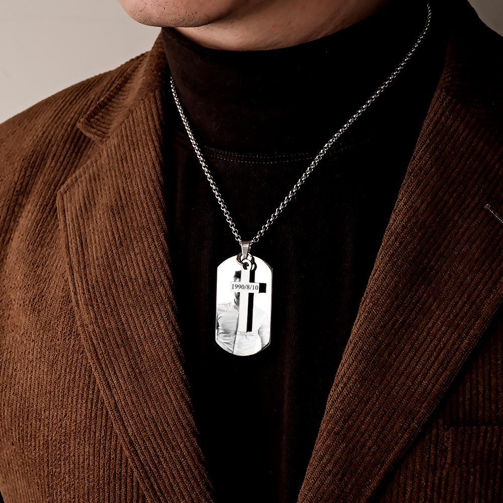 Customized Picture With Engraved Text Dog Tag Necklace - soufeeluk