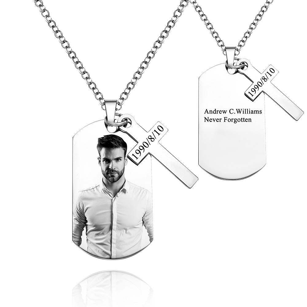 Customized Picture With Engraved Text Dog Tag Necklace - soufeeluk