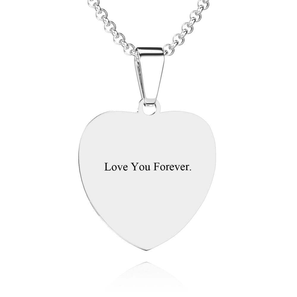 Photo Engraved Tag Necklace Heart-shaped with Engraving Gifts for Couple - soufeeluk