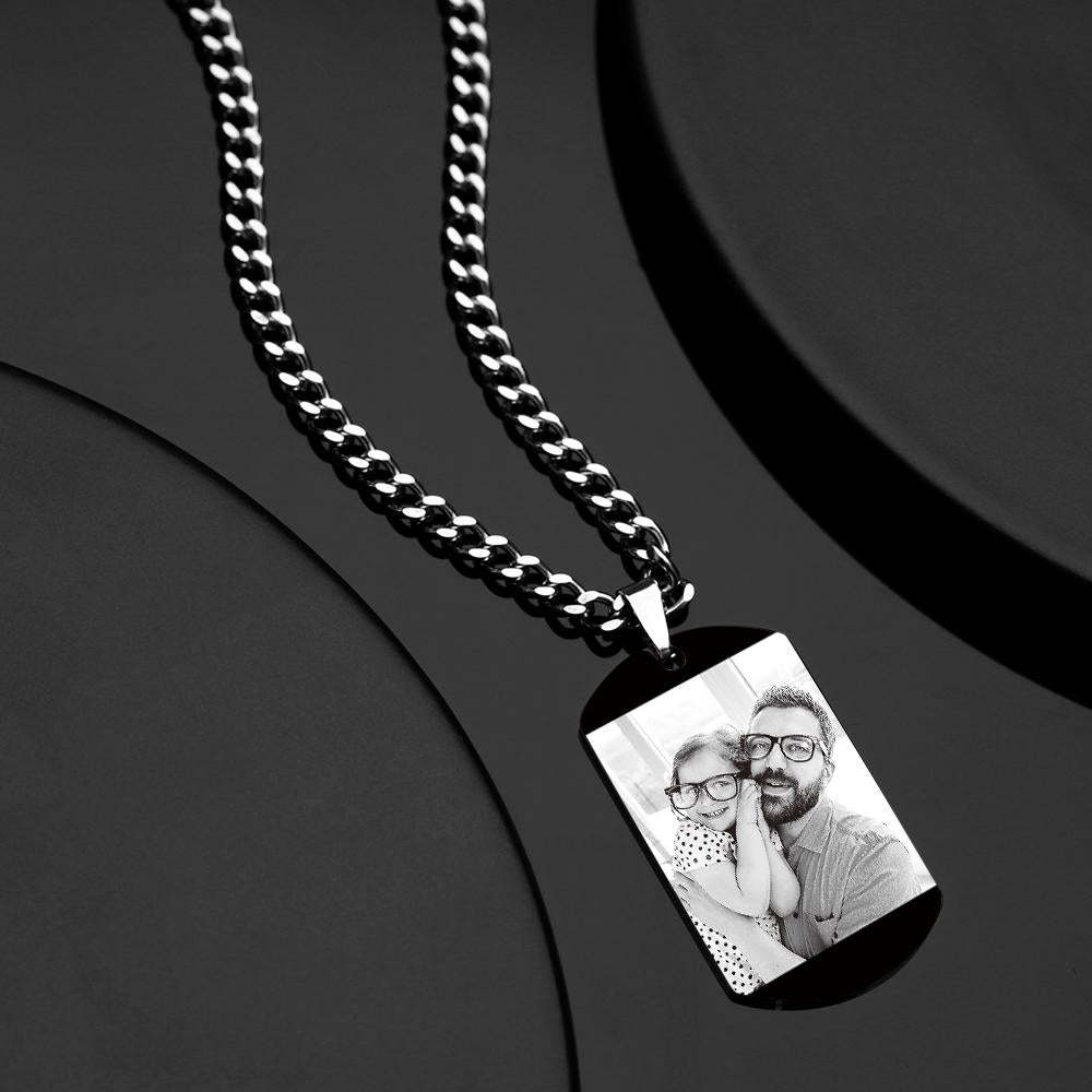 Custom Photo Necklace With Words Photo And Date Perfect Gift For Father On Father's Day - soufeeluk