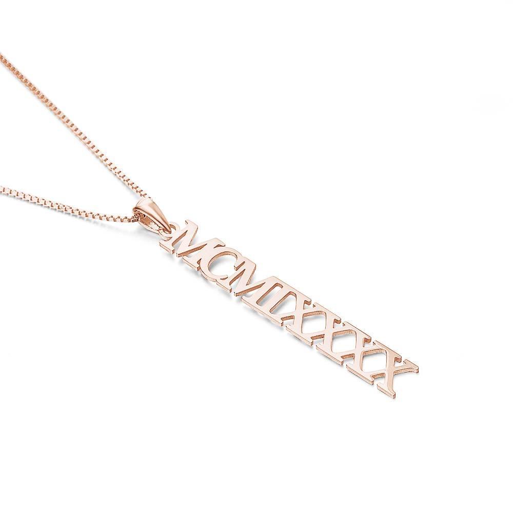 S925 Silver Personalized Roman Numerals Necklace Roman Numeral Pendant Birth Year Jewellery Custom Date Wedding Gifts Anniversary Gifts For Her - soufeeluk