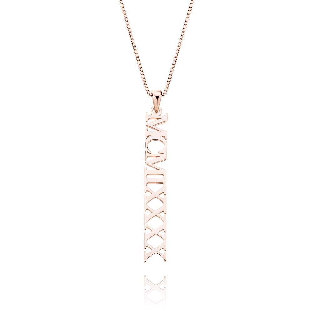 S925 Silver Personalized Roman Numerals Necklace Roman Numeral Pendant Birth Year Jewellery Custom Date Wedding Gifts Anniversary Gifts For Her - soufeeluk