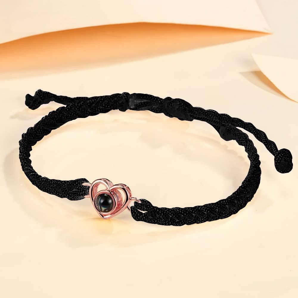 Custom Photo Projection Braided Rope Bracelet Memorial Photo Inside Bracelet Gifts for Her - soufeeluk