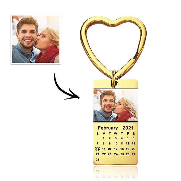 Customized Optional Photo Engraved Calendar Keychain Tag Keychain Perfect Gift For Special Day Best Gifts For Lovers - soufeeluk