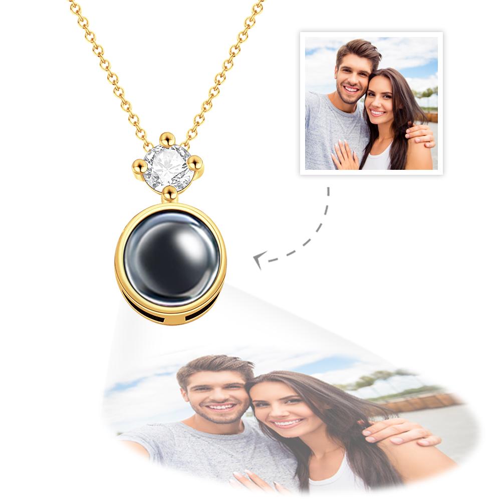 Custom Photo Projection Necklace Personalised Round Circle Necklace Gift for Women - soufeeluk
