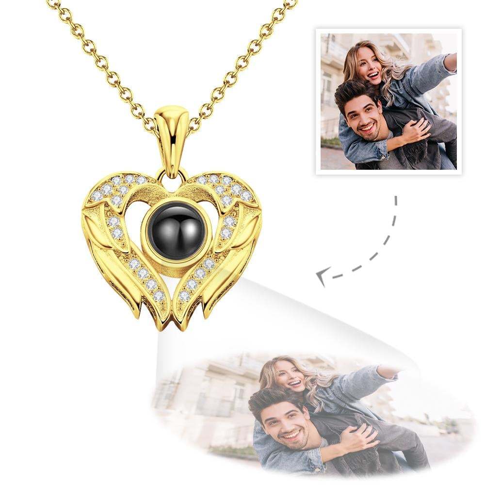 Custom Photo Projection Necklace Personalised Angel Wings Photo Necklace Unique Gifts - soufeeluk