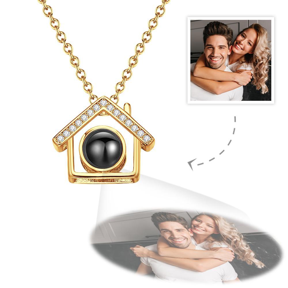 Custom Photo Projection Necklace Our Home Couple Memorial Gifts - soufeeluk