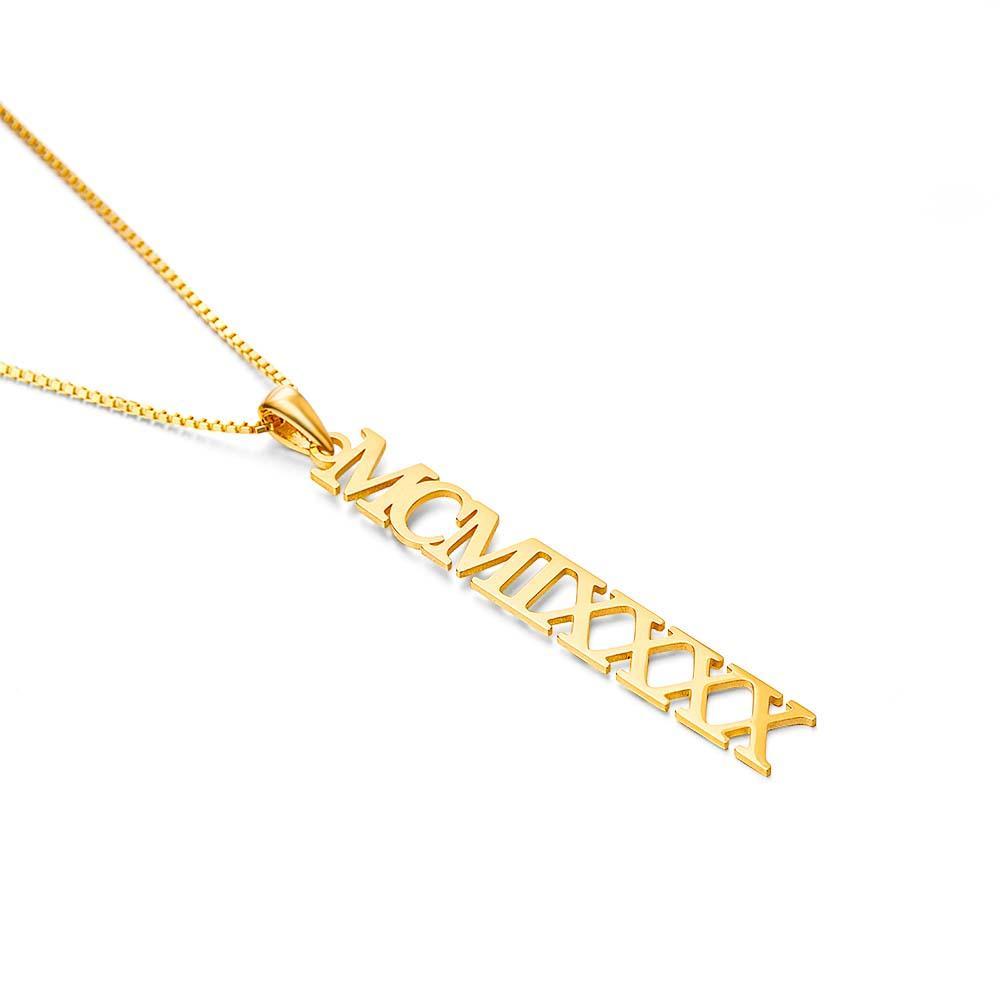 S925 Silver Personalized Roman Numerals Necklace Roman Numeral Pendant Birth Year Jewellery Custom Date Wedding Gifts Anniversary Gifts For Her - soufeeluk