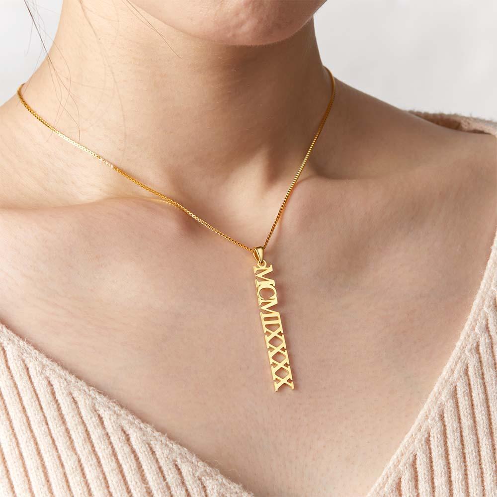 S925 Silver Personalized Roman Numerals Necklace Roman Numeral Pendant Birth Year Jewellery Custom Date Wedding Gifts Anniversary Gifts For Her - soufeeluk