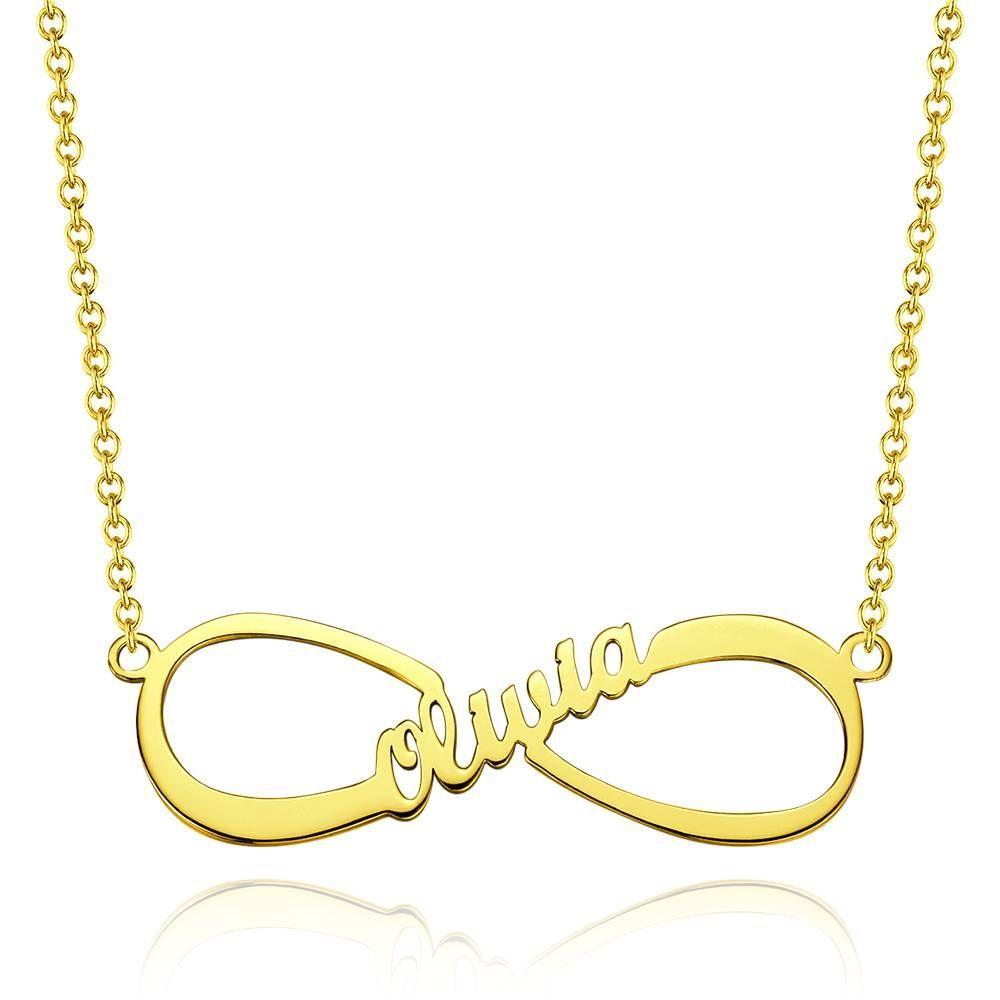 Name Necklace, Infinity Necklace Classical Style 14K Gold Plated - Silver