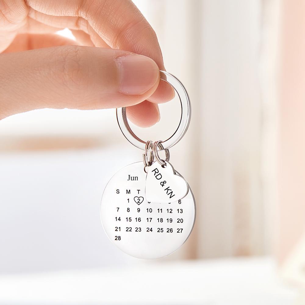 Personalised Calendar Keychain Significant Date Marker Gifts for Couples