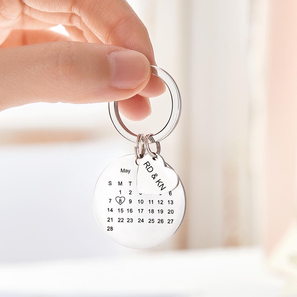 Custom Photo Engraved Keychain Date Save Keychain Significant Date Marker Custom Anniversary Gift For Mom - soufeeluk