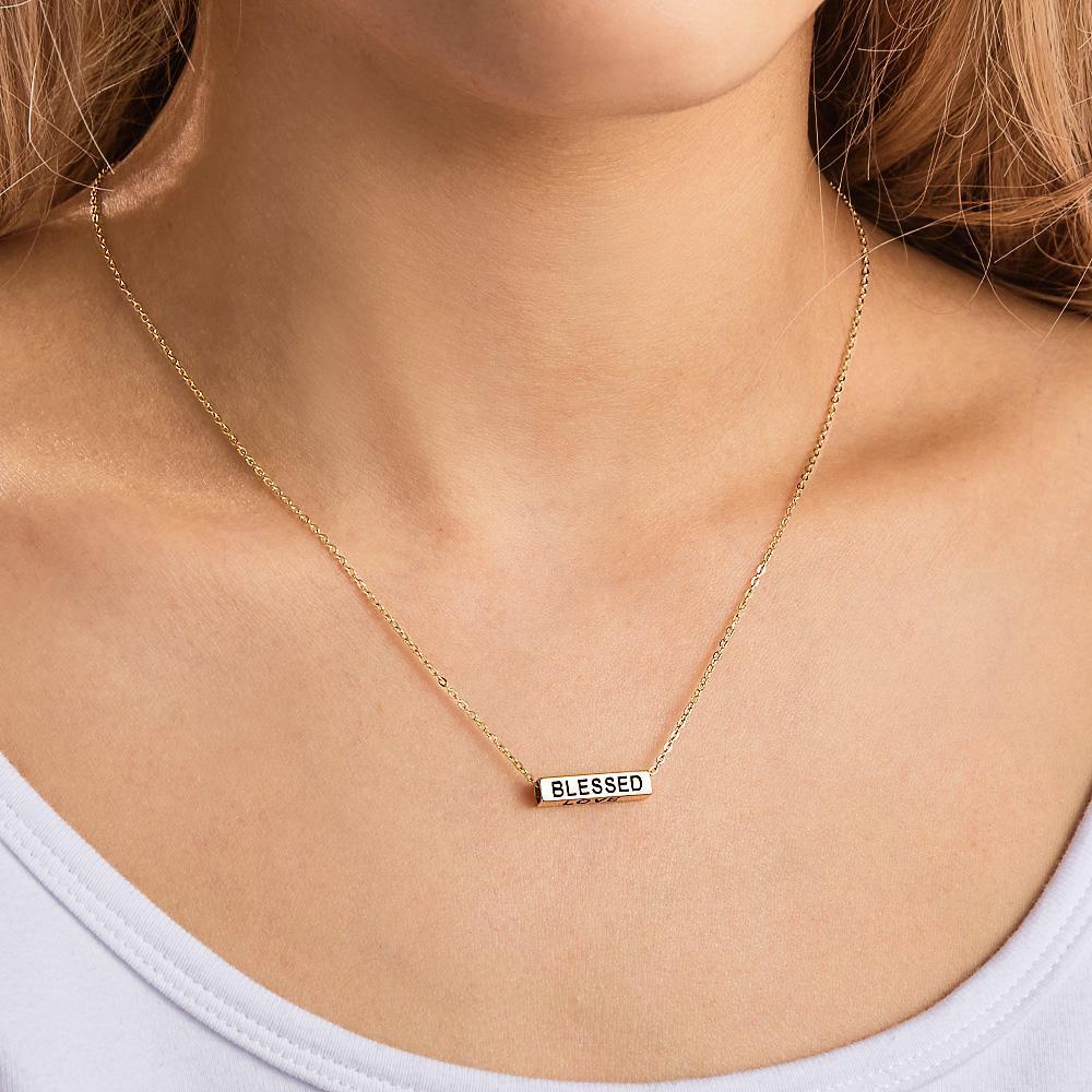 Custom Engraved Necklace Simple Rectangular Four-sided Lettering Fashion Gifts - soufeeluk