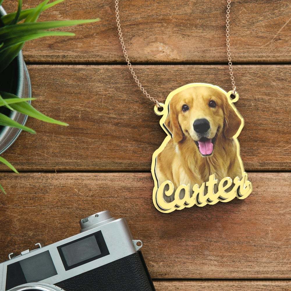Custom Photo Engraved Gold Necklace Exquisite Custom Pet Necklace Gift For Him - soufeeluk