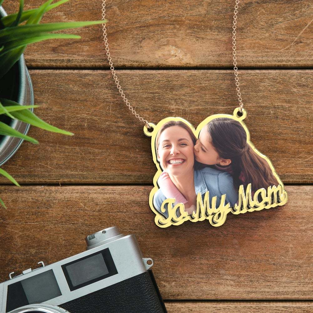 Custom Photo Engraved Gold Necklace Exquisite Custom Mother's Day Necklace Gift for Moms - soufeeluk