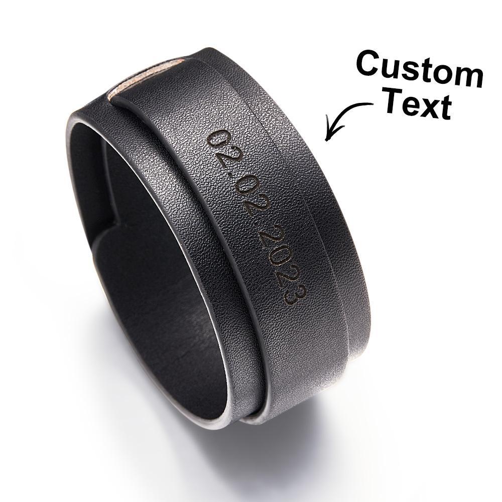 Custom Engraved Leather Bracelet Personalized Vintage Wrap Adjustable Bracelet Gift For Him