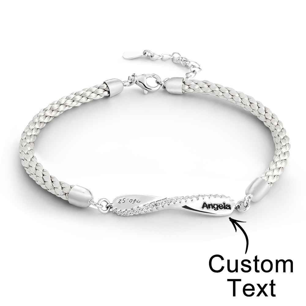 Engraved Mobius Couple Bracelet Personalised Braided Bracelet Valentine's Day Gifts - soufeeluk