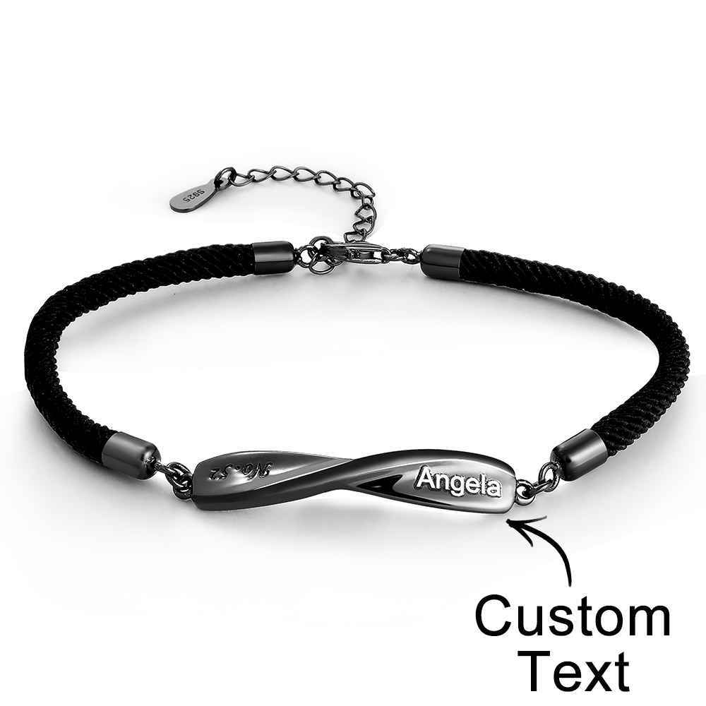 Engraved Mobius Couple Bracelet Personalised Braided Bracelet Valentine's Day Gifts - soufeeluk