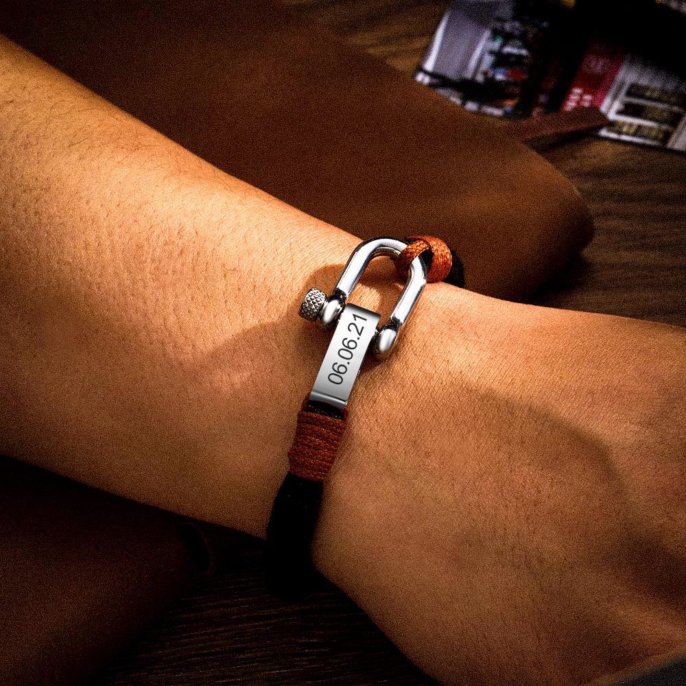 Custom Engraved Bracelet Personalised Message Bolt Bracelet Gift for Men