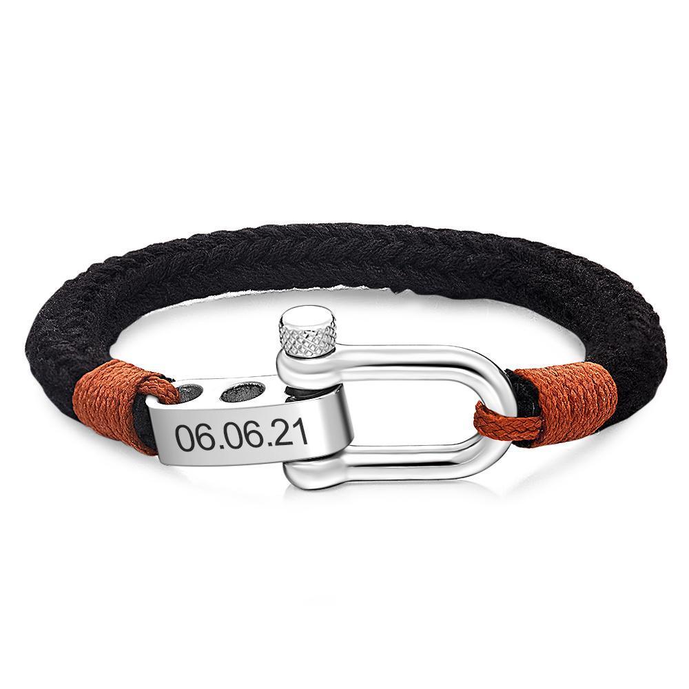 Custom Engraved Bracelet Personalised Message Bolt Bracelet Gift for Men