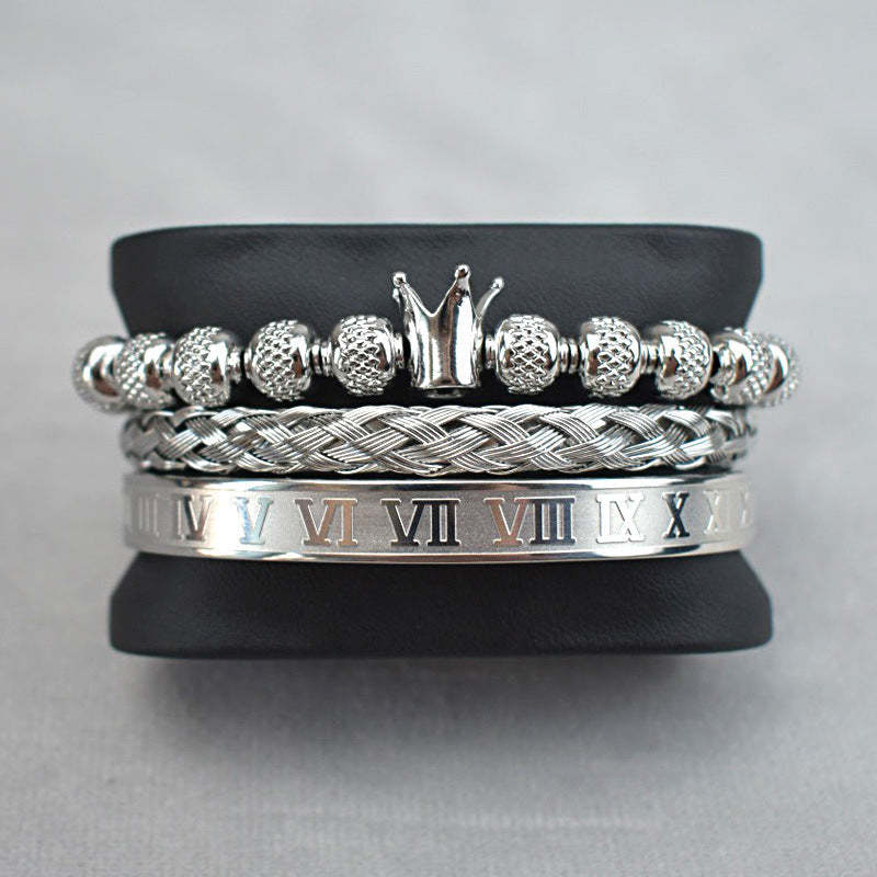 Luxury Crown Bracelet Set Classic Royal Men's Bracelet in 4 colors Perfect Gift for Men - soufeeluk