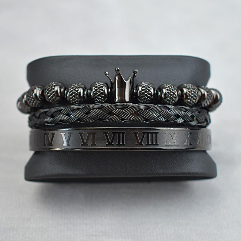 Luxury Crown Bracelet Set Classic Royal Men's Bracelet in 4 colors Perfect Gift for Men - soufeeluk