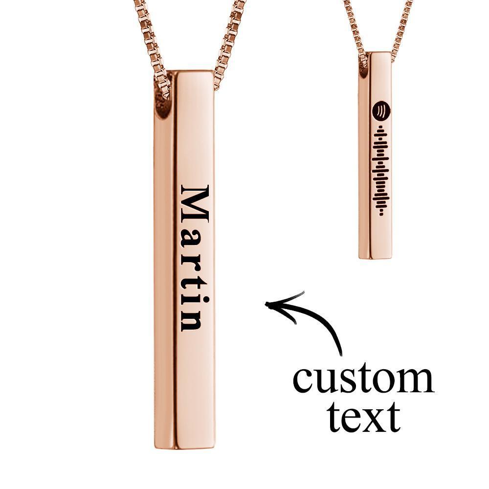 Spotify Code Necklace 3D Engraved Vertical Bar Necklace Gifts - soufeeluk