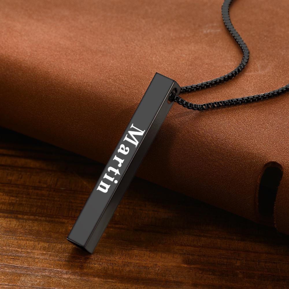 Spotify Code Necklace 3D Engraved Vertical Bar Necklace Gifts - soufeeluk