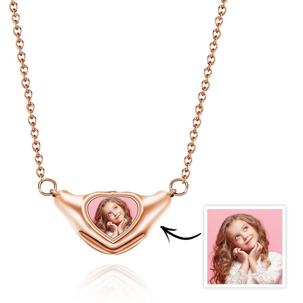 Custom Photo Necklace Heart-shaped Pendant Necklace Gift for Her - soufeeluk