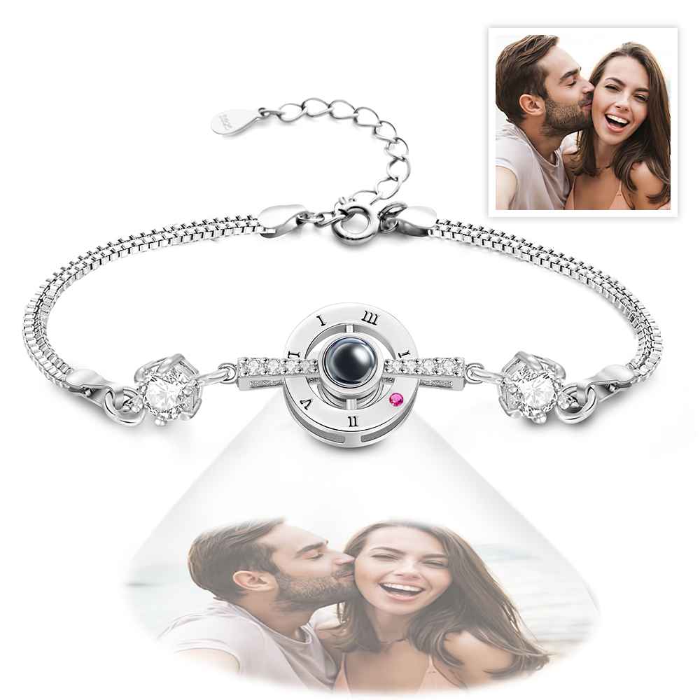 Personalised Photo Projection Bracelet Roman Numerals Elegant Bracelet For Her - soufeeluk