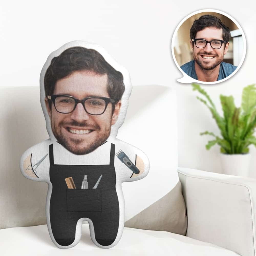 Custom Face Pillow Cartoon Hairdresser Minime Pillow Personalised Photo Minime Pillow Gifts - soufeeluk