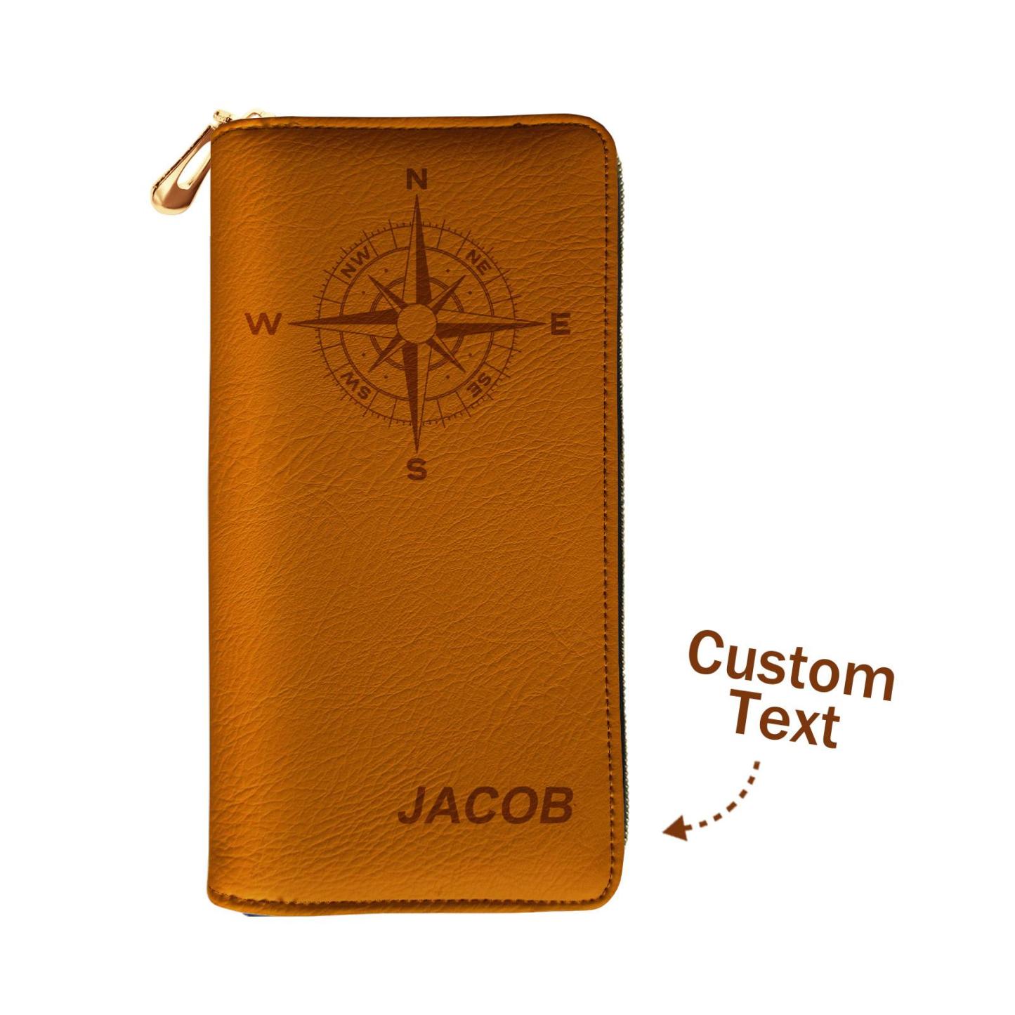 Custom Engraved Wallet Leather Passport Cover Travel Gifts for Man - soufeeluk