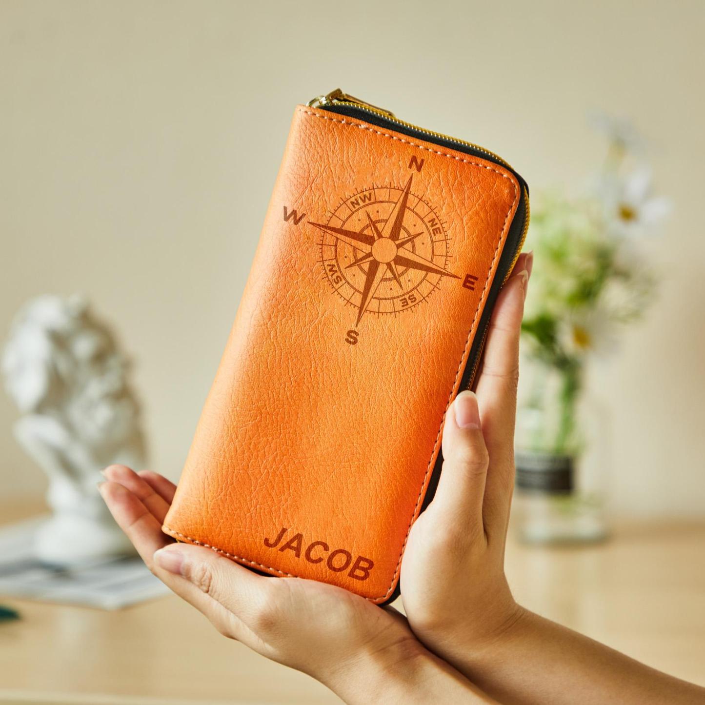 Custom Engraved Wallet Leather Passport Cover Travel Gifts for Man - soufeeluk