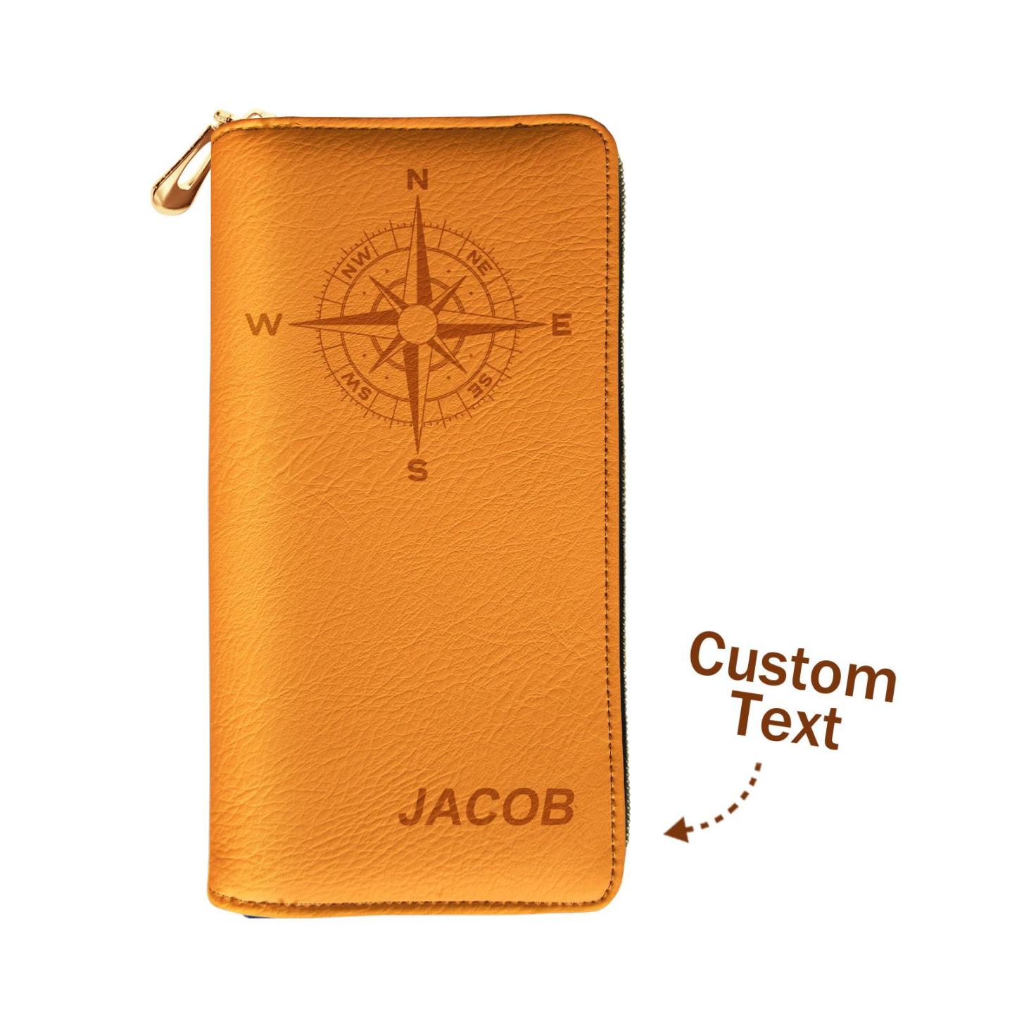 Custom Engraved Wallet Leather Passport Cover Travel Gifts for Man - soufeeluk
