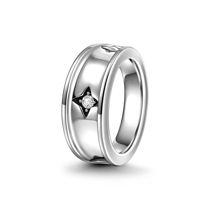 Four-angle Star Wedding Ring Silver