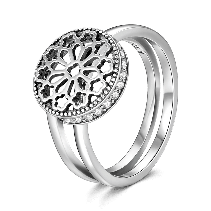 Soufeel Hollow Flower Banded Ring Silver