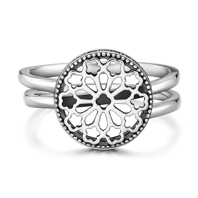 Soufeel Hollow Flower Banded Ring Silver