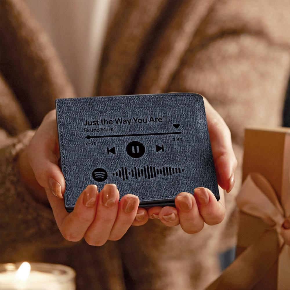 Scannable Spotify Code Wallet Photo Engraved Wallet Custom Music Song Wallet Gifts for Him